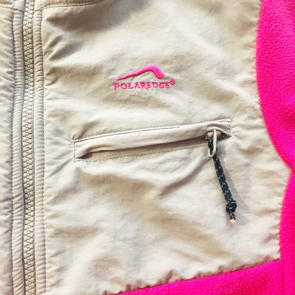 Polar Edge Fleece Zip Jacket Rip Stop Fabric Elbow Patch & Chest Pink M(8/10) - Picture 2 of 8